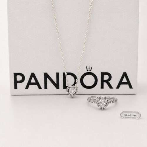 Dây chuyền Pandora 398425C01 chính hãng | Elevated Heart Necklace | Laimut | Ảnh chụp thực tế