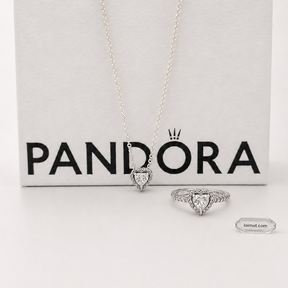 Dây chuyền Pandora 398425C01 chính hãng | Elevated Heart Necklace | Laimut | Ảnh chụp thực tế