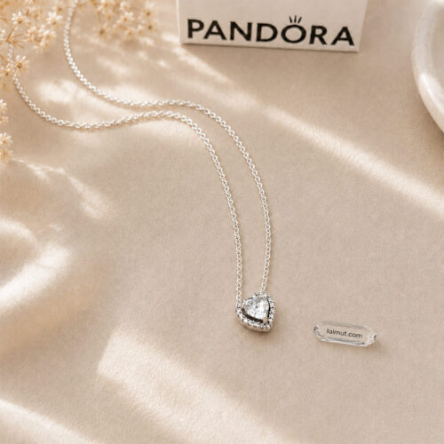 Dây chuyền Pandora 398425C01 chính hãng | Elevated Heart Necklace | Laimut | Ảnh chụp thực tế