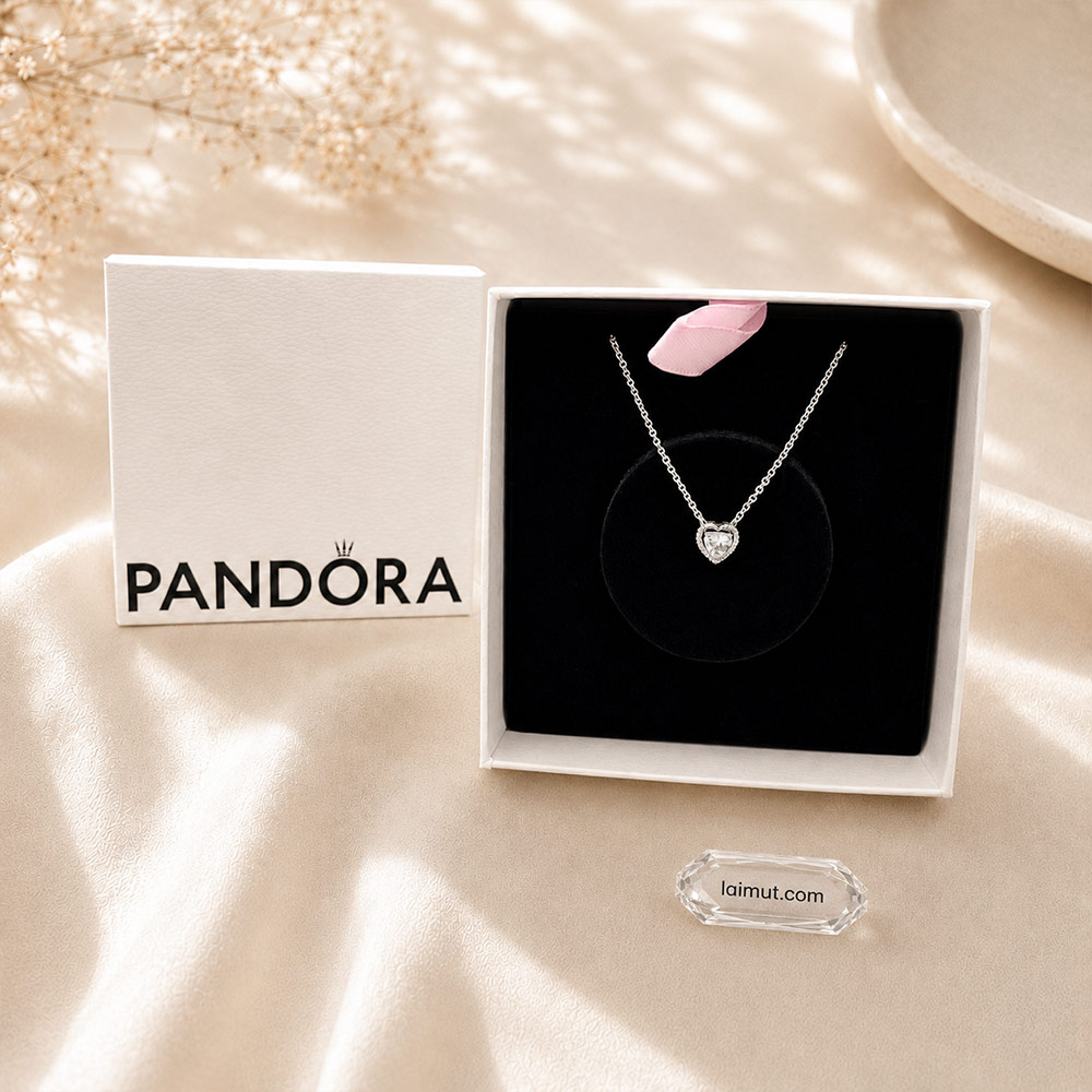 Dây chuyền Pandora 398425C01 chính hãng | Elevated Heart Necklace | Laimut | Ảnh chụp thực tế