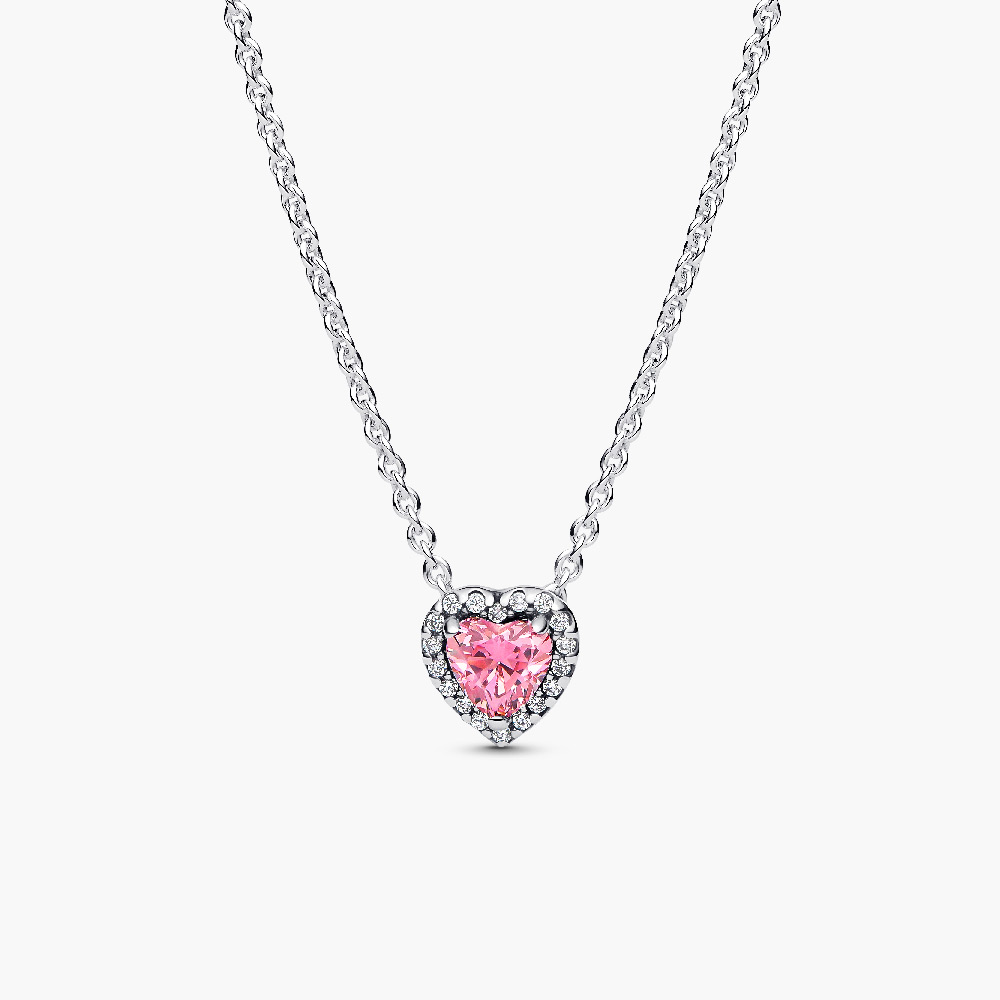 Nhẫn Pandora 398425C02 Pink Elevated Heart Necklace | Laimut