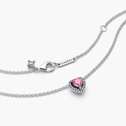 Nhẫn Pandora 398425C02 Pink Elevated Heart Necklace | Laimut | Ảnh 3D