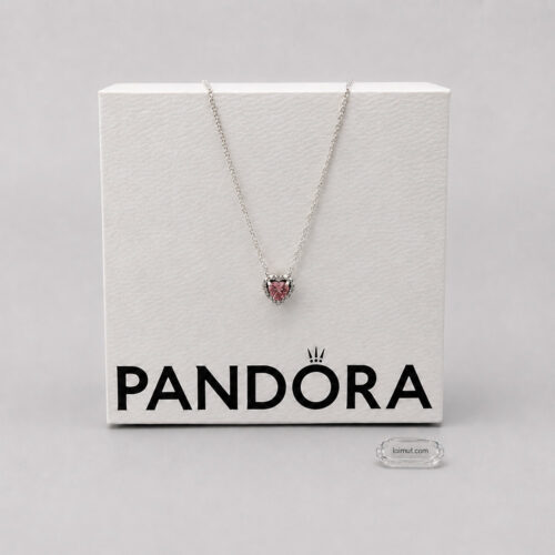 Nhẫn Pandora 398425C02 Pink Elevated Heart Necklace | Laimut | Ảnh chụp thực tế