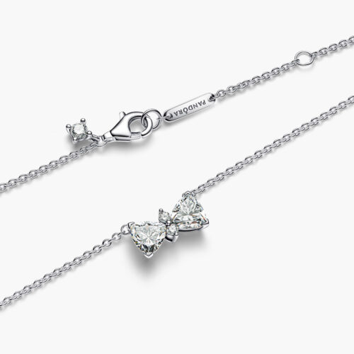 Dây chuyền Pandora 393509C01 chính hãng | Sparkling Bow Necklace | Laimut | Ảnh 3D