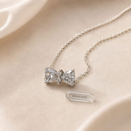 Dây chuyền Pandora 393509C01 chính hãng | Sparkling Bow Necklace | Laimut | Ảnh chụp thực tế