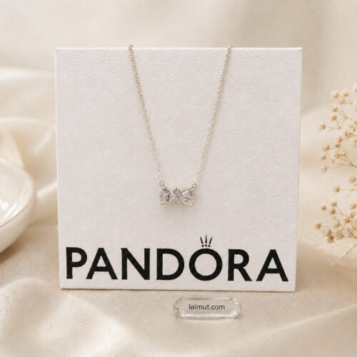 Dây chuyền Pandora 393509C01 chính hãng | Sparkling Bow Necklace | Laimut | Ảnh chụp thực tế