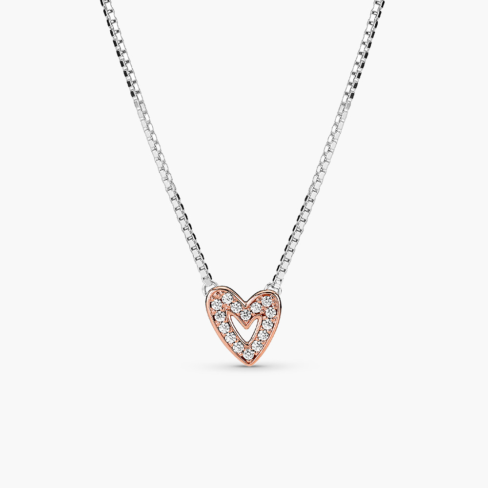 Dây chuyền Pandora 380089C01 Sparkling Freehand Heart Necklace | Laimut
