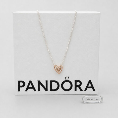 Dây chuyền Pandora 380089C01 Sparkling Freehand Heart Necklace | Laimut | Ảnh chụp thực tế