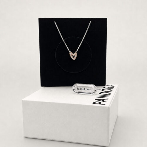 Dây chuyền Pandora 380089C01 Sparkling Freehand Heart Necklace | Laimut | Ảnh chụp thực tế