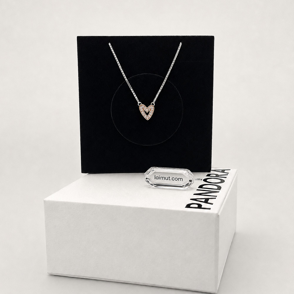 Dây chuyền Pandora 380089C01 Sparkling Freehand Heart Necklace | Laimut | Ảnh chụp thực tế