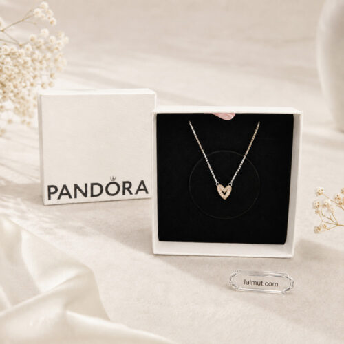 Dây chuyền Pandora 380089C01 Sparkling Freehand Heart Necklace | Laimut | Ảnh chụp thực tế