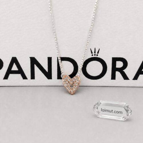 Dây chuyền Pandora 380089C01 Sparkling Freehand Heart Necklace | Laimut | Ảnh chụp thực tế