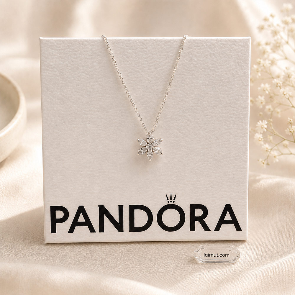 Dây chuyền Pandora 392387C01 chính hãng | Sparkling Herbarium Cluster Pendant Necklace | Laimut | Ảnh chụp thực tế