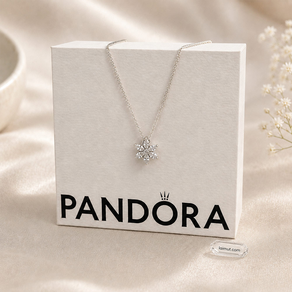 Dây chuyền Pandora 392387C01 chính hãng | Sparkling Herbarium Cluster Pendant Necklace | Laimut | Ảnh chụp thực tế