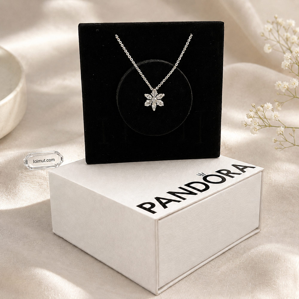 Dây chuyền Pandora 392387C01 chính hãng | Sparkling Herbarium Cluster Pendant Necklace | Laimut | Ảnh chụp thực tế