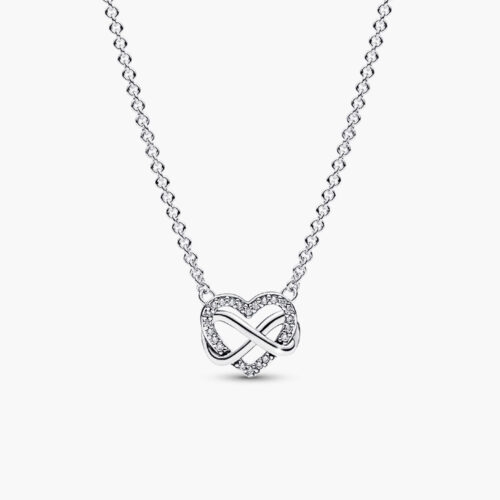 Dây chuyền Pandora 392666C01 chính hãng | Sparkling Infinity Heart Collier Necklace | Laimut
