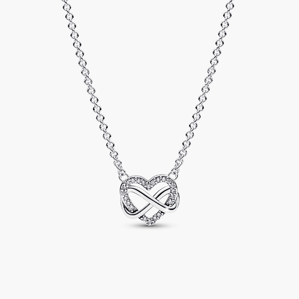 Dây chuyền Pandora 392666C01 chính hãng | Sparkling Infinity Heart Collier Necklace | Laimut