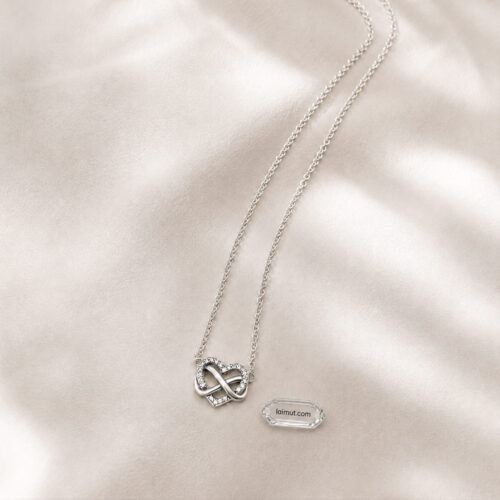 Dây chuyền Pandora 392666C01 chính hãng | Sparkling Infinity Heart Collier Necklace | Laimut | Ảnh chụp thực tế