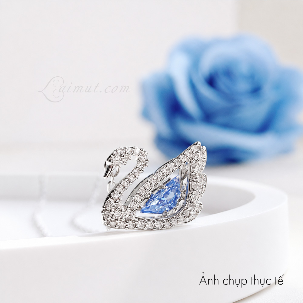 Dây chuyền Swarovski 5533397 chính hãng | Dancing Swan Necklace | Ảnh chụp thực tế - Chụp cận