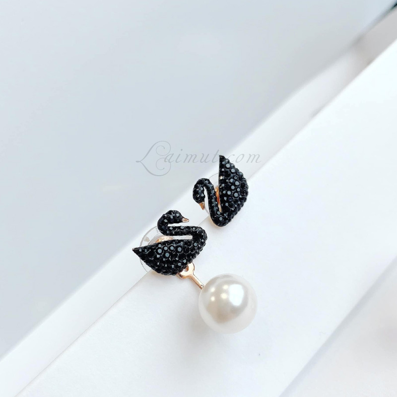 Khuyên Tai Swarovski Thiên Nga Đen Iconic Swan Earring 5193949