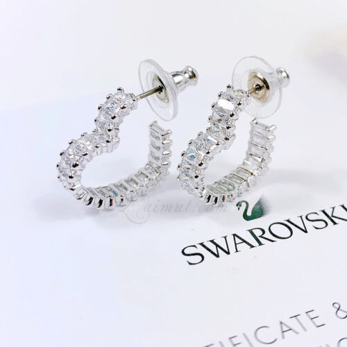 Hoa Tai Swarovski Trái Tim Heart Matrix Hoop Earrings 5653170