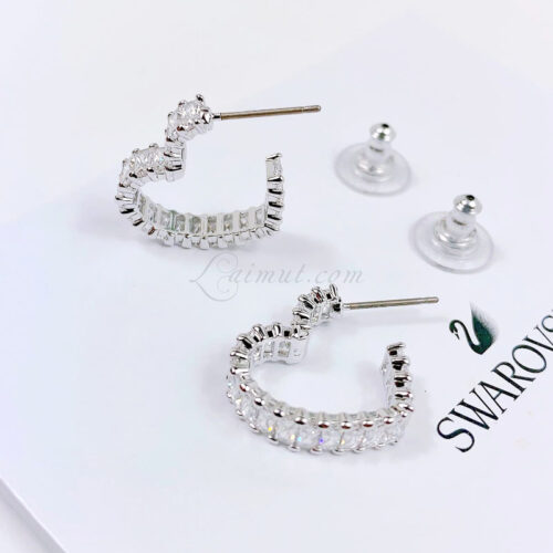 Hoa Tai Swarovski Trái Tim Heart Matrix Hoop Earrings 5653170