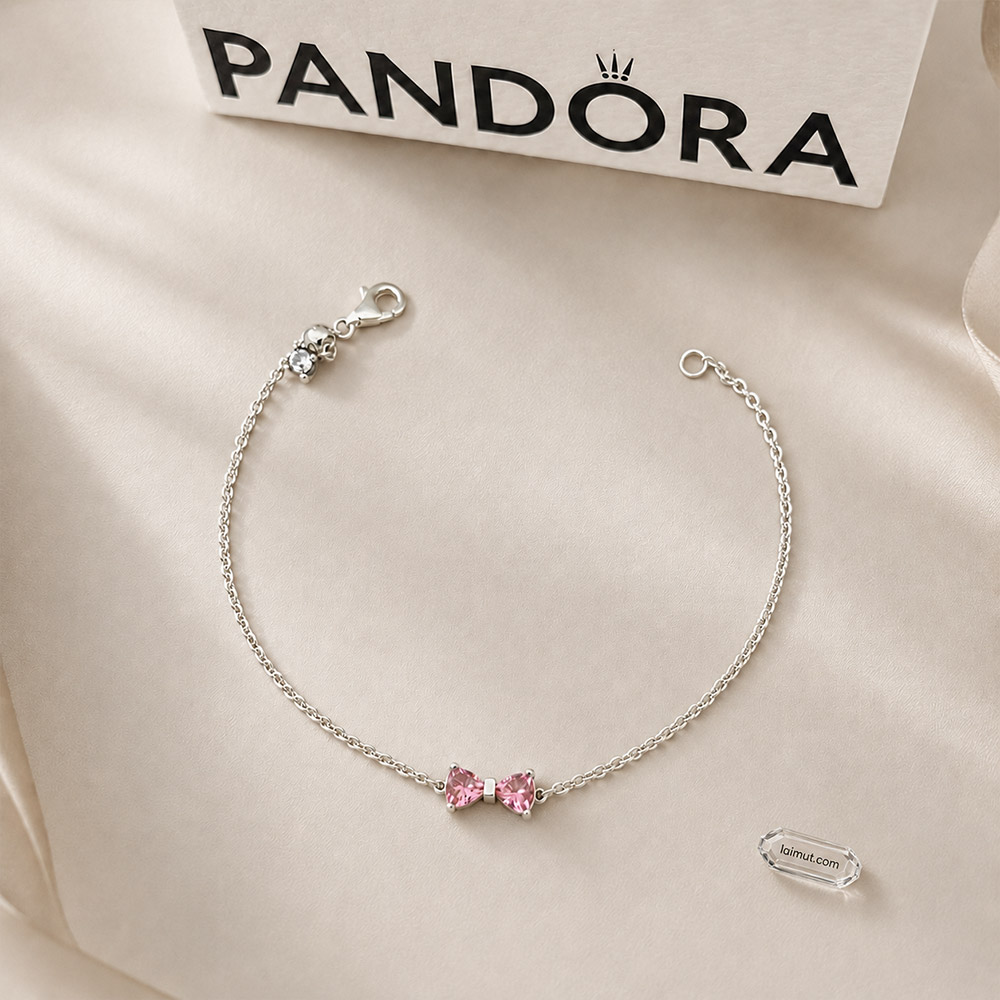 Lắc tay Pandora 594234C01 chính hãng | Bow Chain Bracelet | Laimut | Ảnh chụp thực tế