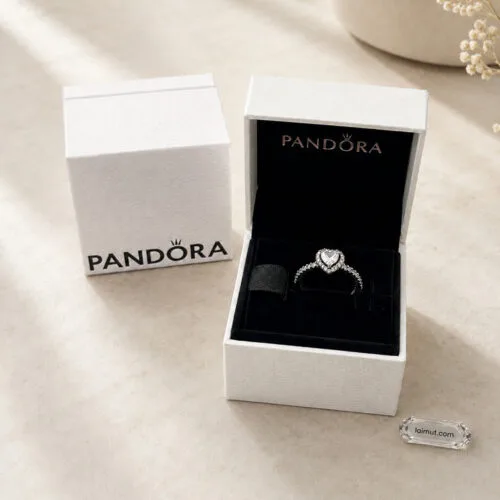 Nhẫn Pandora 198421C01 Elevated Heart Ring | Laimut | Ảnh chụp thực tế fullbox