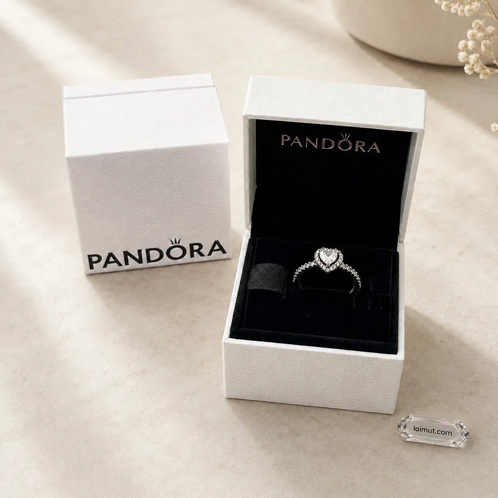 Nhẫn Pandora 198421C01 Elevated Heart Ring | Laimut | Ảnh chụp thực tế fullbox