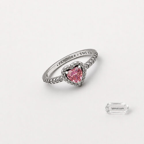 Nhẫn Pandora 198421C03 chính hãng | Elevated Pink Heart Ring | Laimut | Ảnh chụp thực tế