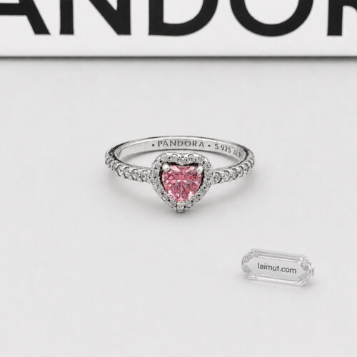 Nhẫn Pandora 198421C03 chính hãng | Elevated Pink Heart Ring | Laimut | Ảnh chụp thực tế