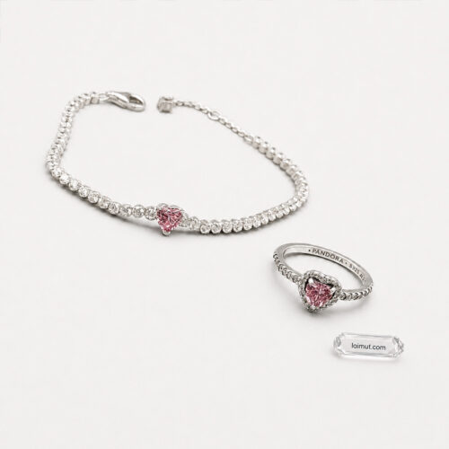 Nhẫn Pandora 198421C03 chính hãng | Elevated Pink Heart Ring | Laimut | Ảnh chụp thực tế