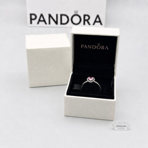 Nhẫn Pandora 198421C03 chính hãng | Elevated Pink Heart Ring | Laimut | Ảnh chụp thực tế