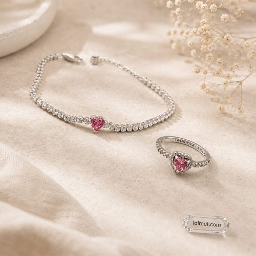 Nhẫn Pandora 198421C03 Elevated Pink Heart Ring | Laimut | Ảnh chụp thực tế
