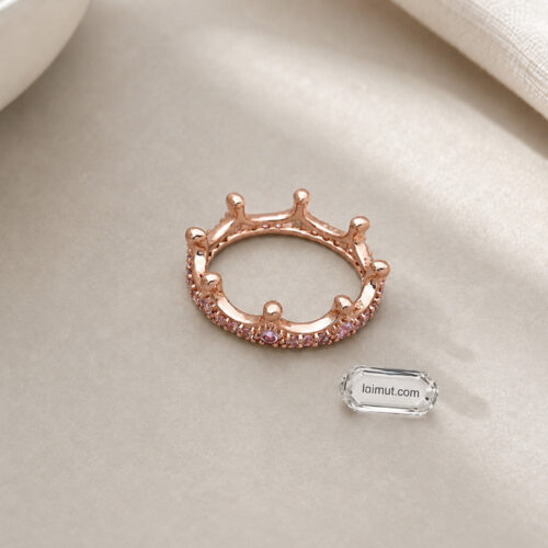 Nhẫn Pandora 187087NPO Pink Sparkling Crown Ring | Laimut | Ảnh chụp thực tế
