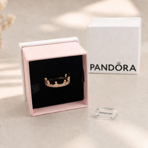 Nhẫn Pandora 187087NPO Pink Sparkling Crown Ring | Laimut | Ảnh chụp thực tế