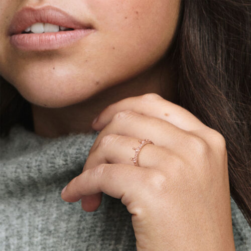 Nhẫn Pandora Chính Hãng Pink Sparkling Crown Ring 187087NPO