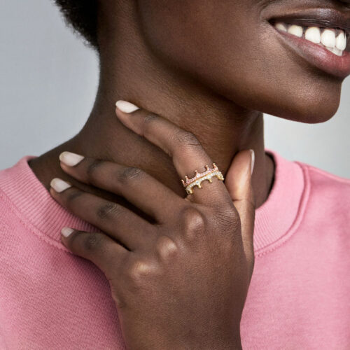 Nhẫn Pandora Chính Hãng Pink Sparkling Crown Ring 187087NPO