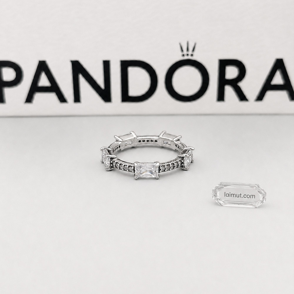 Nhẫn Pandora 192397C01 chính hãng | Rectangular Bars Sparkling Pavé Ring | Laimut | Ảnh chụp thực tế