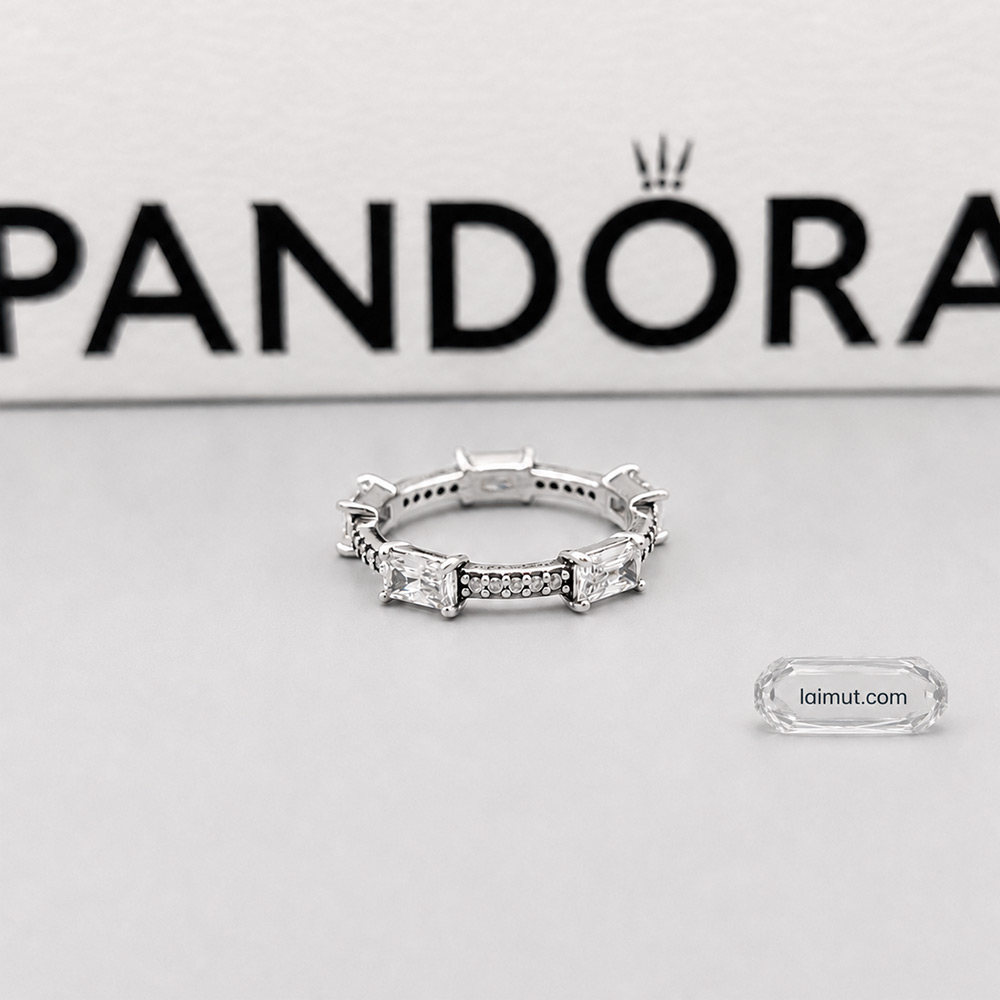 Nhẫn Pandora 192397C01 chính hãng | Rectangular Bars Sparkling Pavé Ring | Laimut | Ảnh chụp thực tế