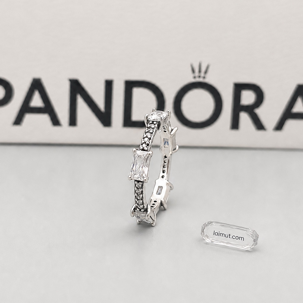 Nhẫn Pandora 192397C01 chính hãng | Rectangular Bars Sparkling Pavé Ring | Laimut | Ảnh chụp thực tế