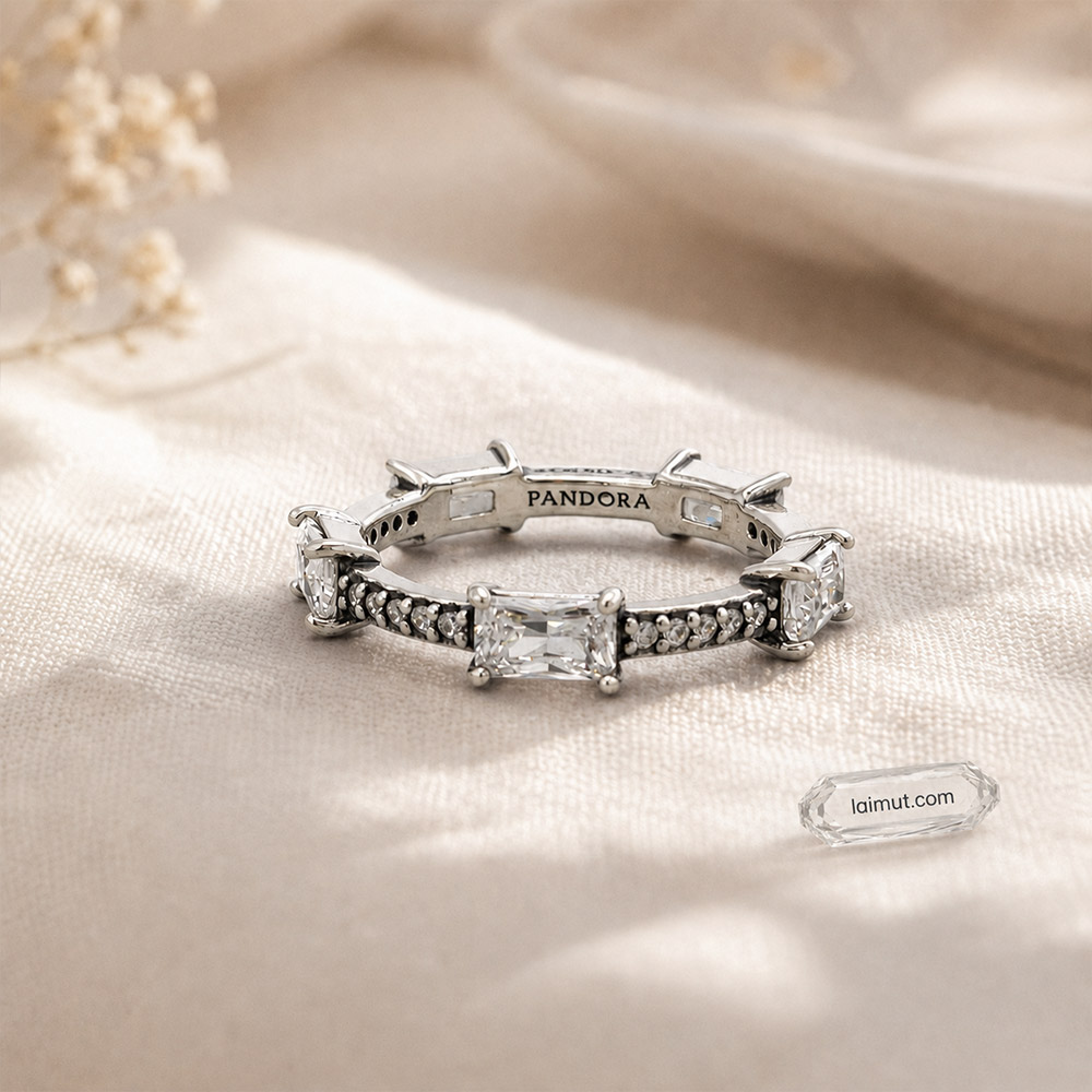 Nhẫn Pandora 192397C01 chính hãng | Rectangular Bars Sparkling Pavé Ring | Laimut | Ảnh chụp thực tế