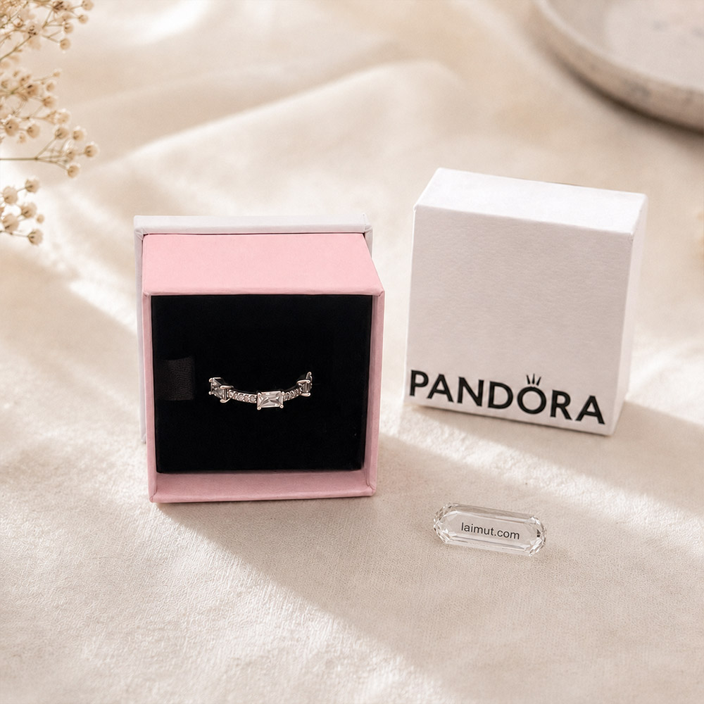 Nhẫn Pandora 192397C01 chính hãng | Rectangular Bars Sparkling Pavé Ring | Laimut | Ảnh chụp thực tế