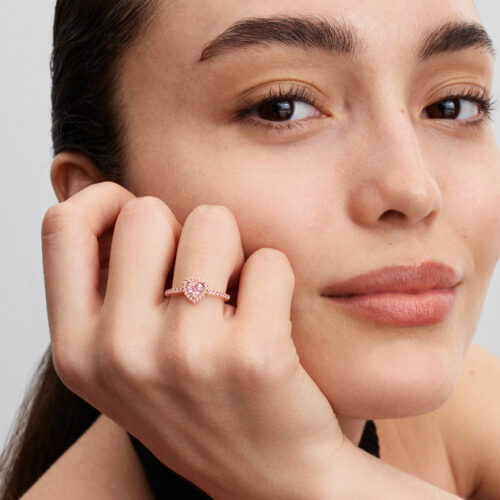 Nhẫn Pandora 188421C04 chính hãng | Sparkling Elevated Heart Ring | Laimut | Ảnh mẫu đeo