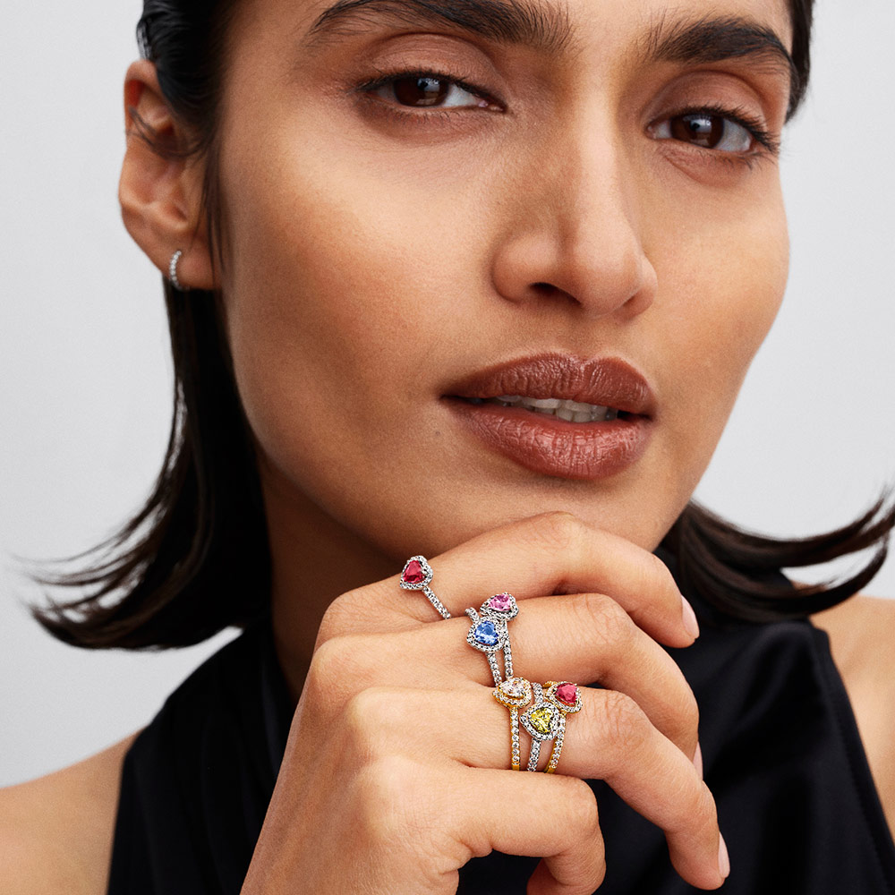 Nhẫn Pandora 188421C04 chính hãng | Sparkling Elevated Heart Ring | Laimut | Ảnh mẫu đeo