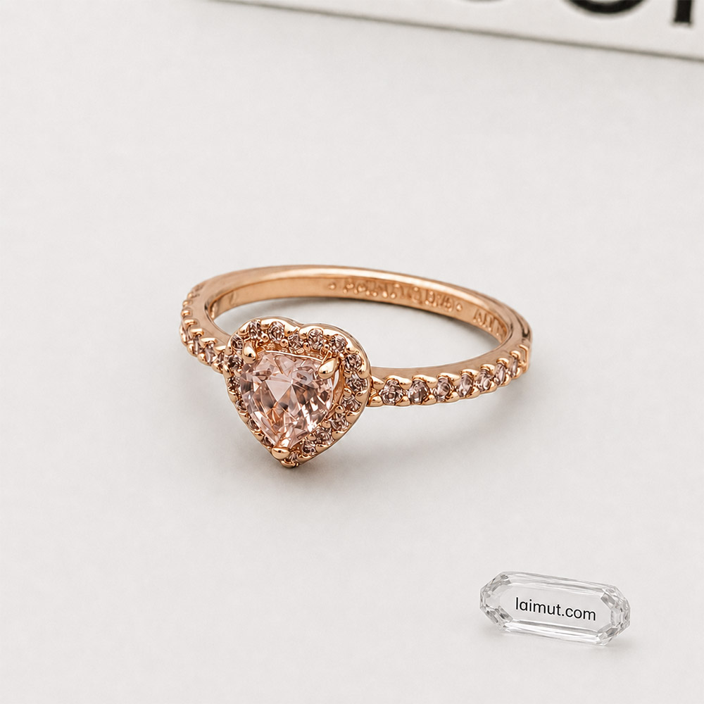 Nhẫn Pandora 188421C04 chính hãng | Sparkling Elevated Heart Ring | Laimut | Ảnh chụp thực tế