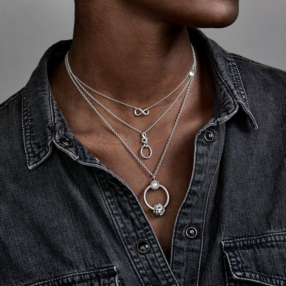 Dây chuyền Pandora 398821C01 chính hãng | Sparkling Infinity Collier Necklace | Laimut | Ảnh mẫu đeo