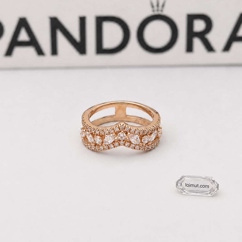 Nhẫn Pandora 189095C01 Sparkling Marquise Double Wishbone Ring - Hình ảnh 3