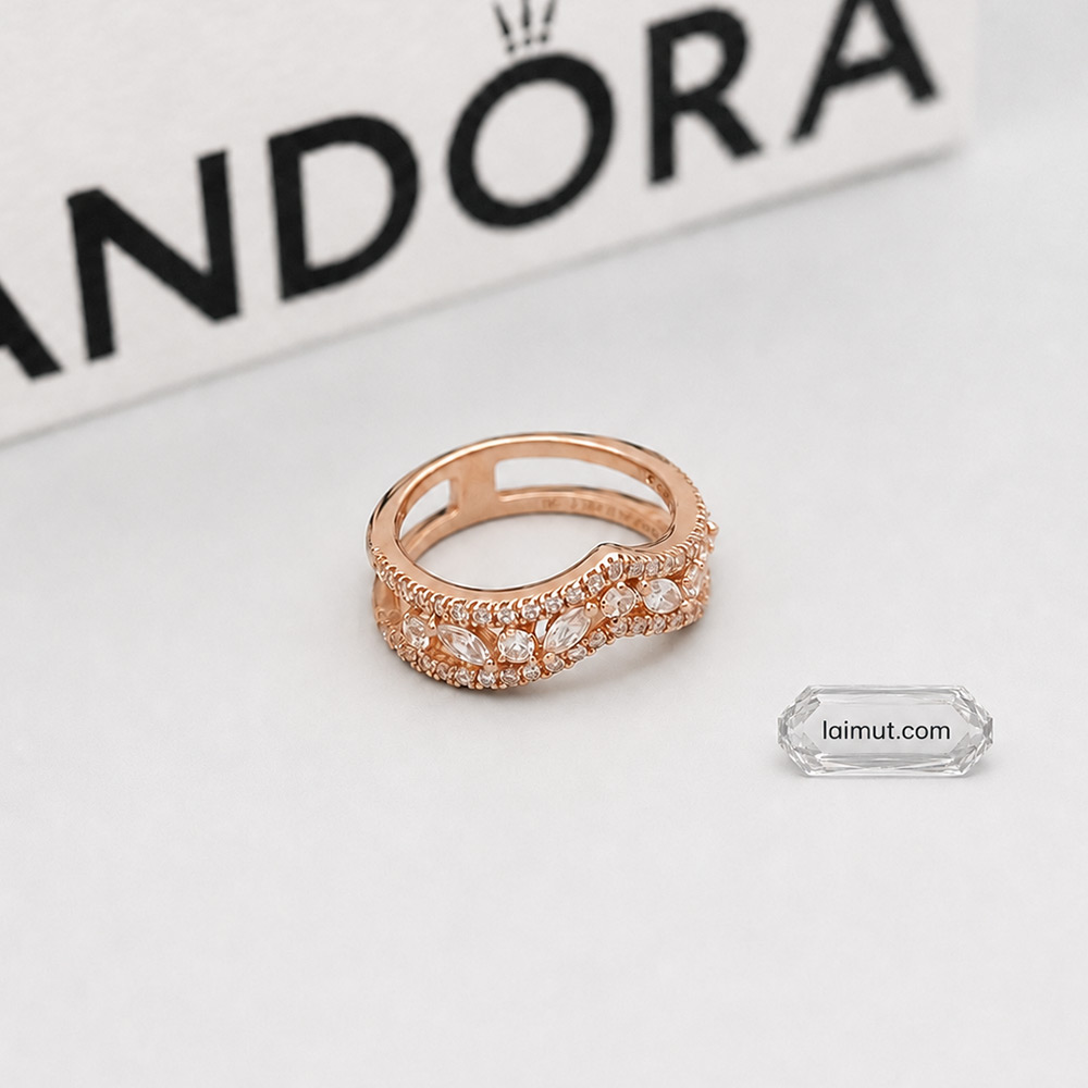 Nhẫn Pandora 189095C01 Sparkling Marquise Double Wishbone Ring - Hình ảnh 4