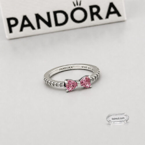 Nhẫn Pandora 193510C01 chính hãng | Sparkling Pink Bow Ring | Laimut | Ảnh chụp thực tế